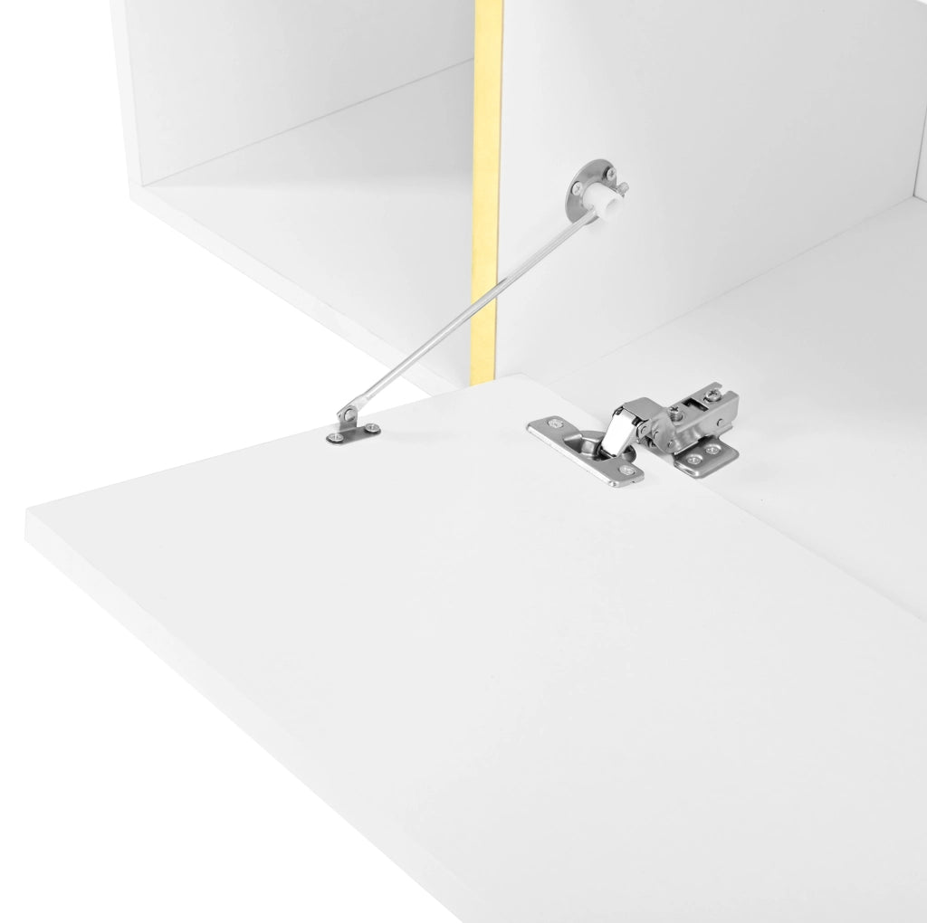 TV lowboard estensibile con fronti lucide; 275 cm; pannello truciolare; bianco