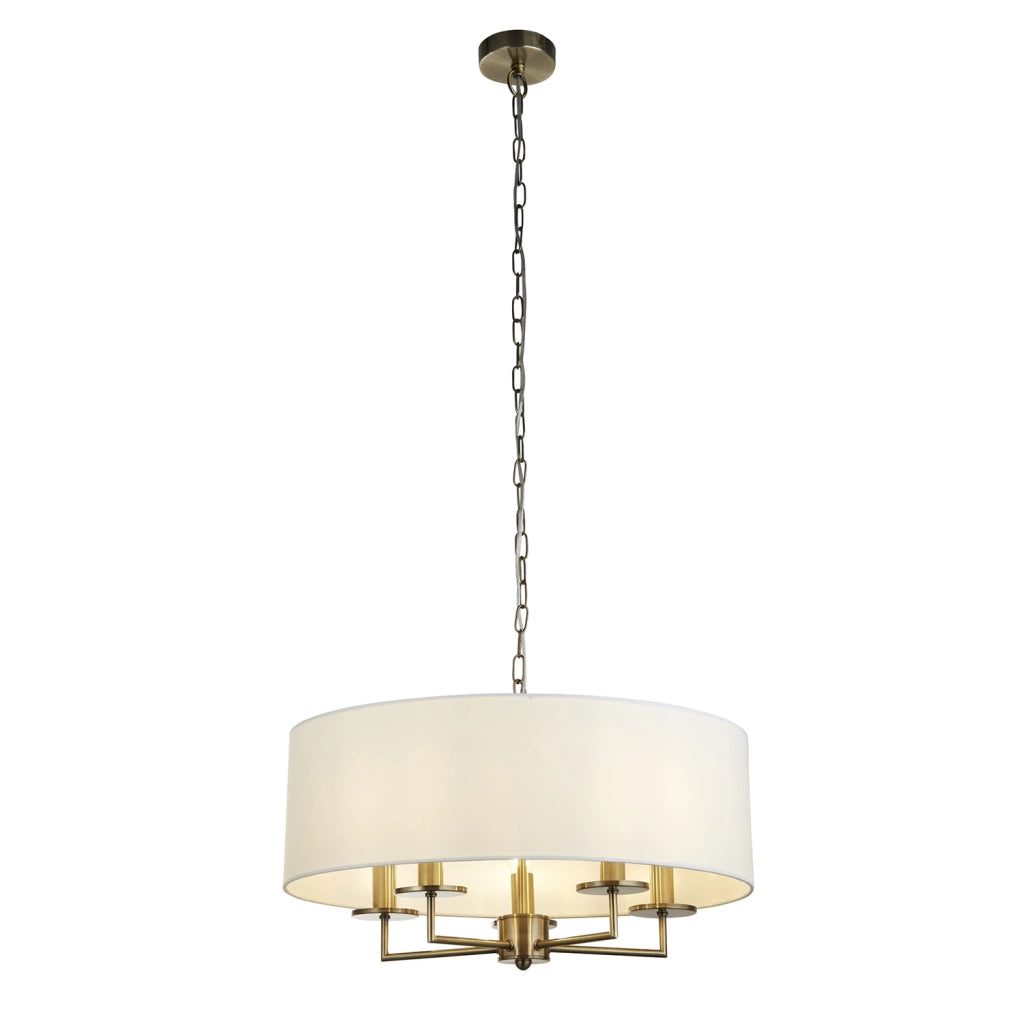 Lampadario Contemporaneo Knightsbridge Acciaio Ottone 5 Luci E14