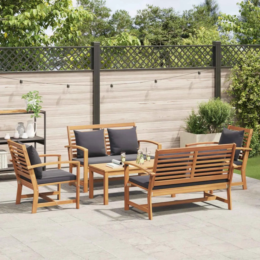 Set Divano da Giardino 5 pcs Naturale Legno di teak solido