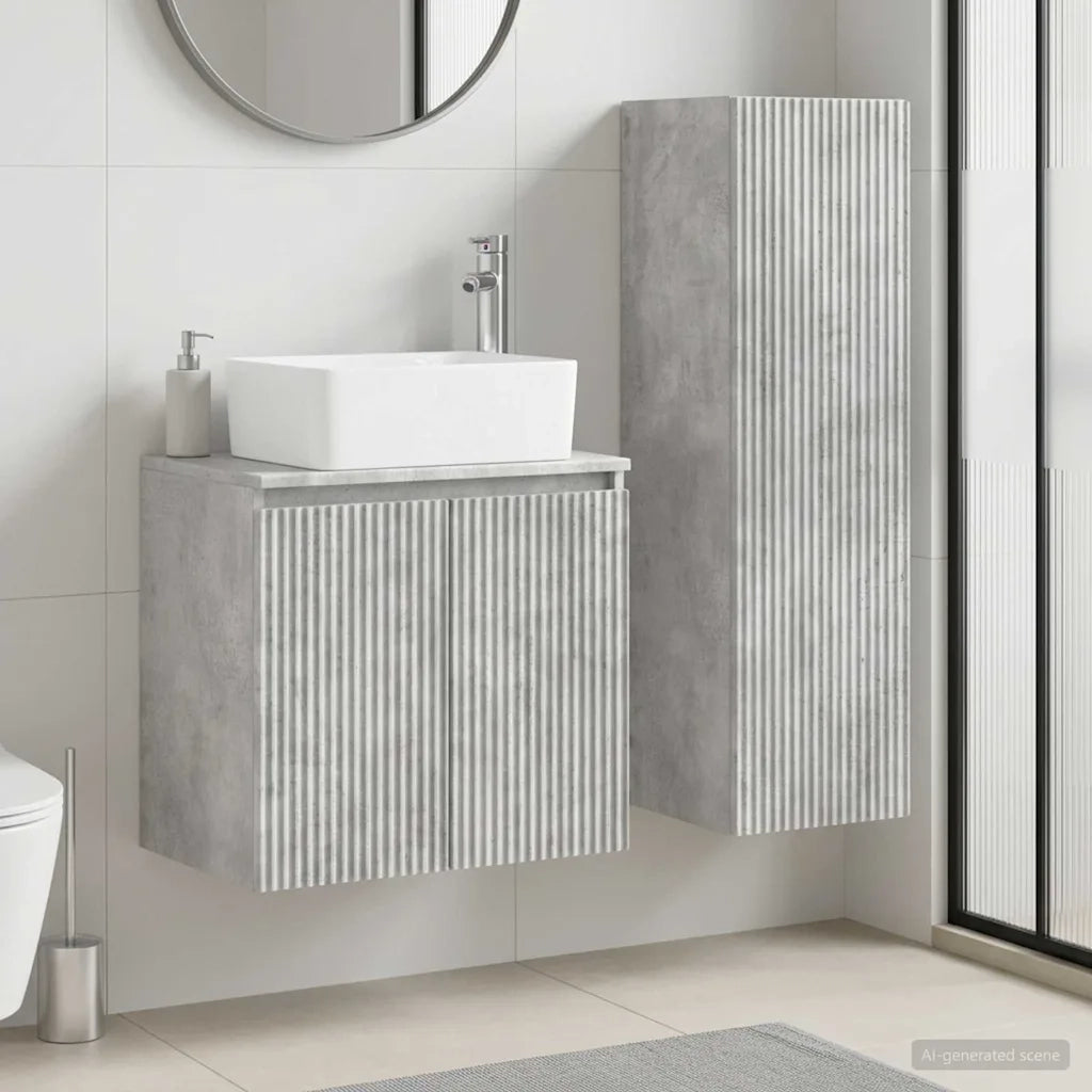 Set di mobili per il bagno 2 pz Grigio Cemento 3406126