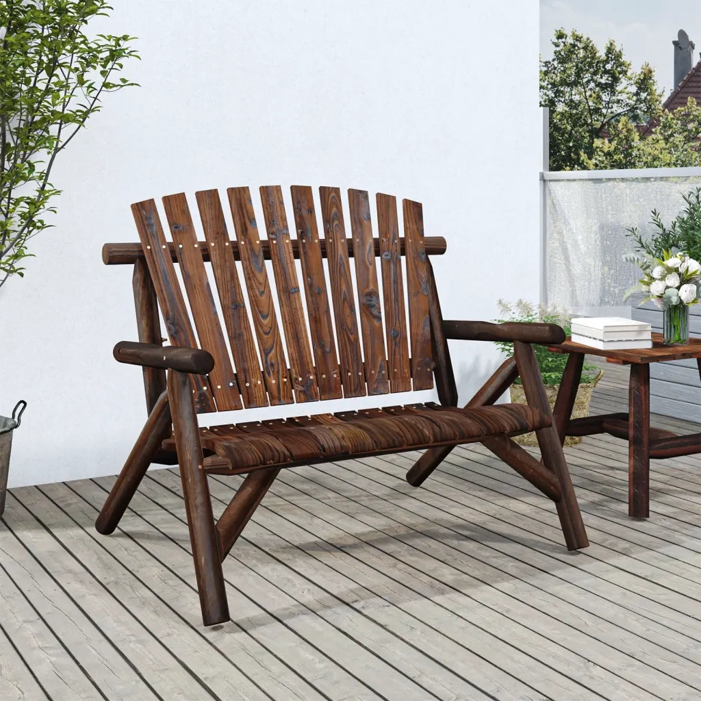 Panca Giardino 2 Posti-Sgabello-Panca da esterno 119x85x98cm Legno Massello Abete Rosso 856483