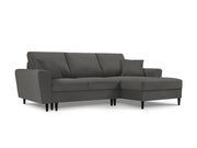 Cosmopolitan Design - Divano convertibile angolare destro con contenitore "Kyoto" 4 posti in velluto a coste grigio 
