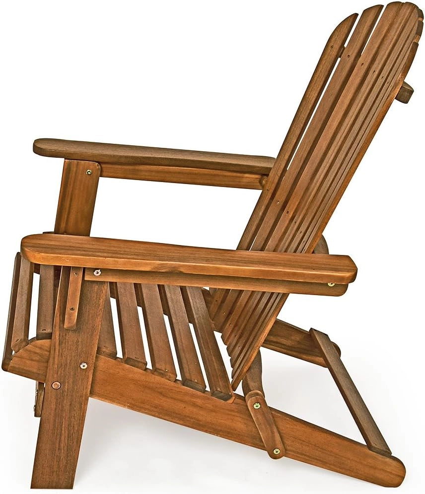 Deuba® Sedia prendisole relax Adirondack in legno d' acacia pieghevole estremità arrotondate per giardino o terrazza