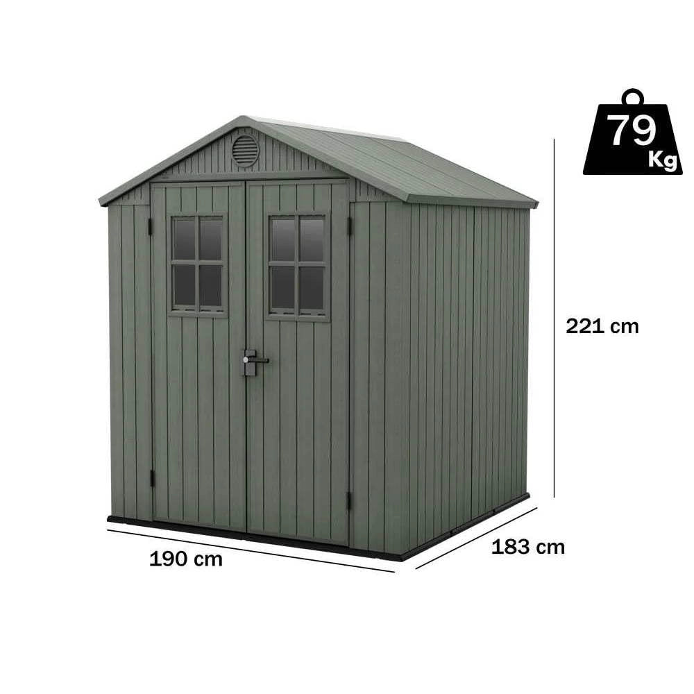 Casetta da Giardino in Resina Keter Darwin 6x6 Doppia Finestra Colore: Verde