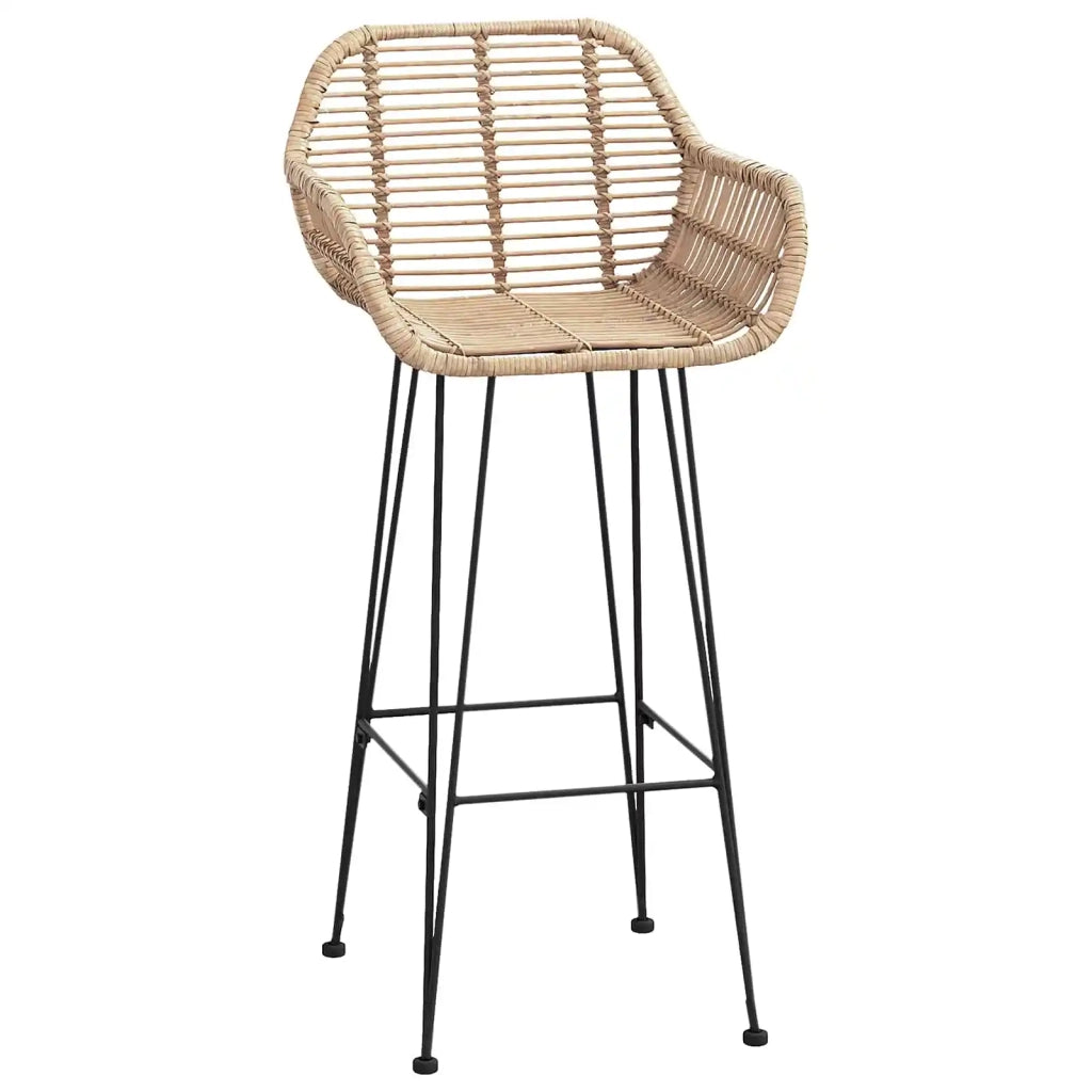Sedia da Bar 2 pcs Naturale 55 x 52 x 105 cm Rattan e Ferro 42011553
