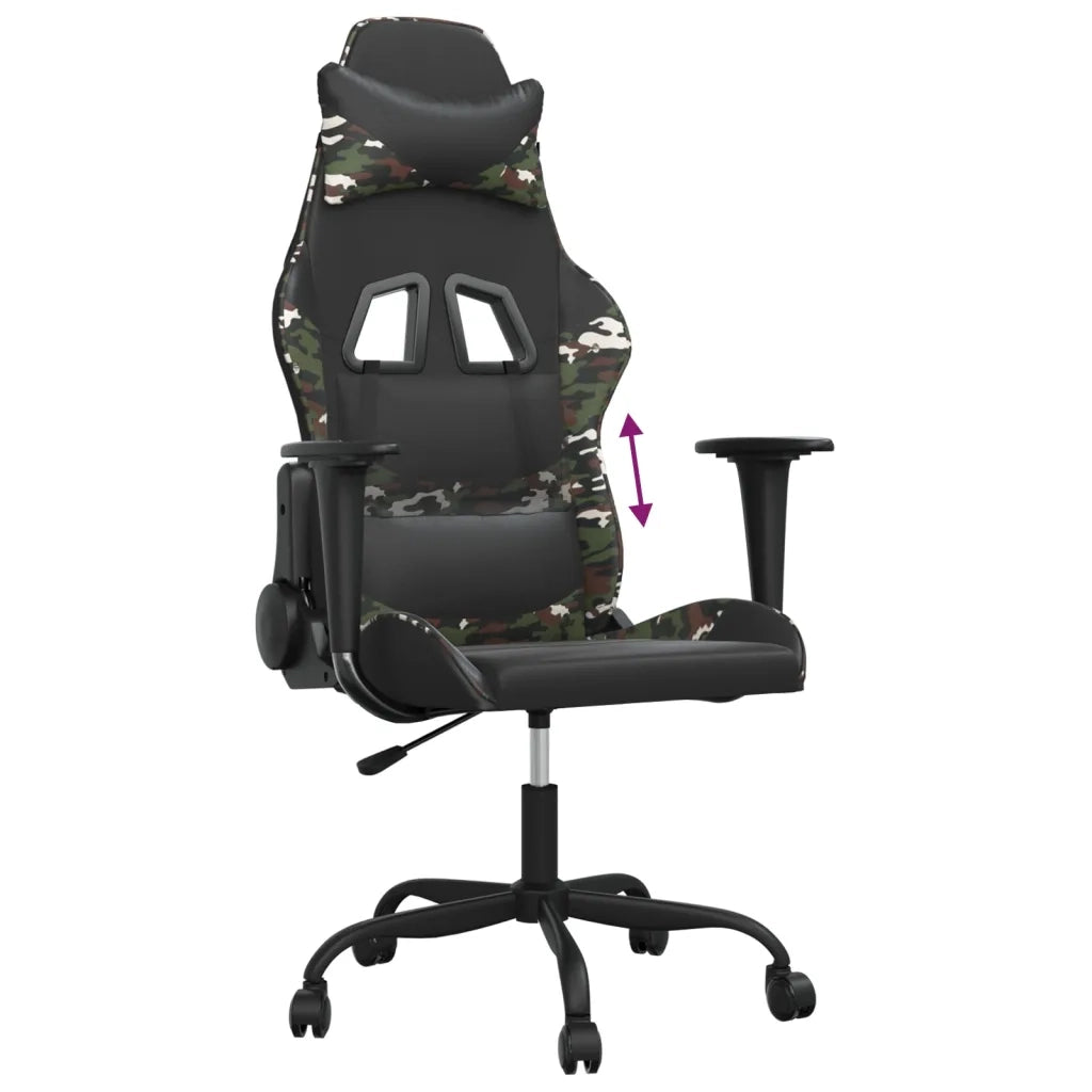 Sedia da Gaming | Sedia da e-sports Nero e Mimetico in Similpelle