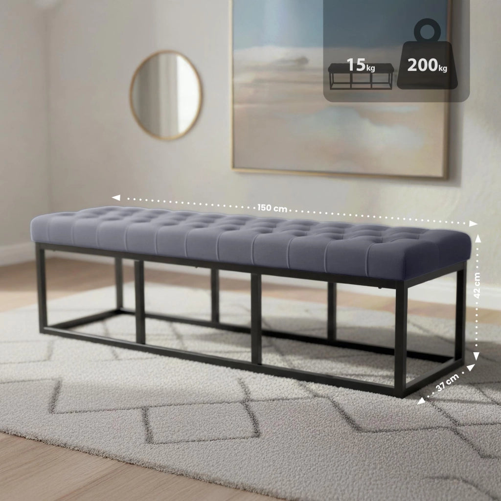 Panca Polson Velluto Nero 150 cm 5