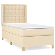 Letto singolo | Letto per adulti | Giroletto a Molle con Materasso Crema 80x200 cm inTessuto