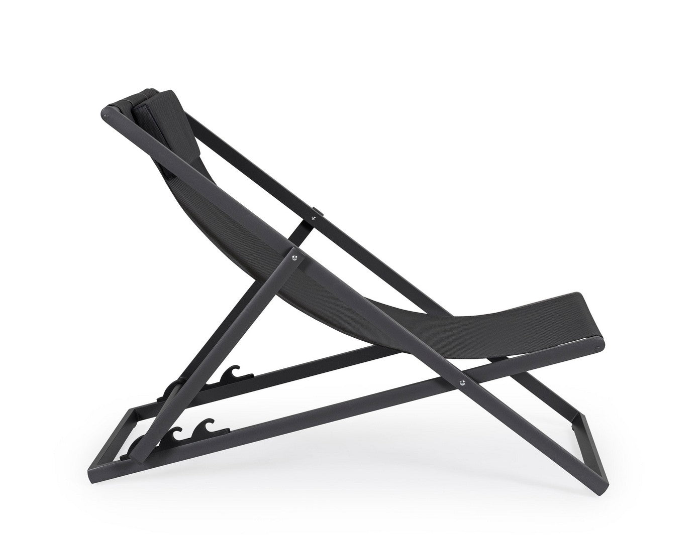 Set 4 Sedie Sdraio Reclinabile Pieghevole 60.5x101.5x73.5 cm in Alluminio Taylor Grigio Scuro