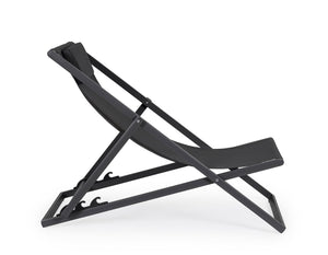 Set 4 Sedie Sdraio Reclinabile Pieghevole 60.5x101.5x73.5 cm in Alluminio Taylor Grigio Scuro