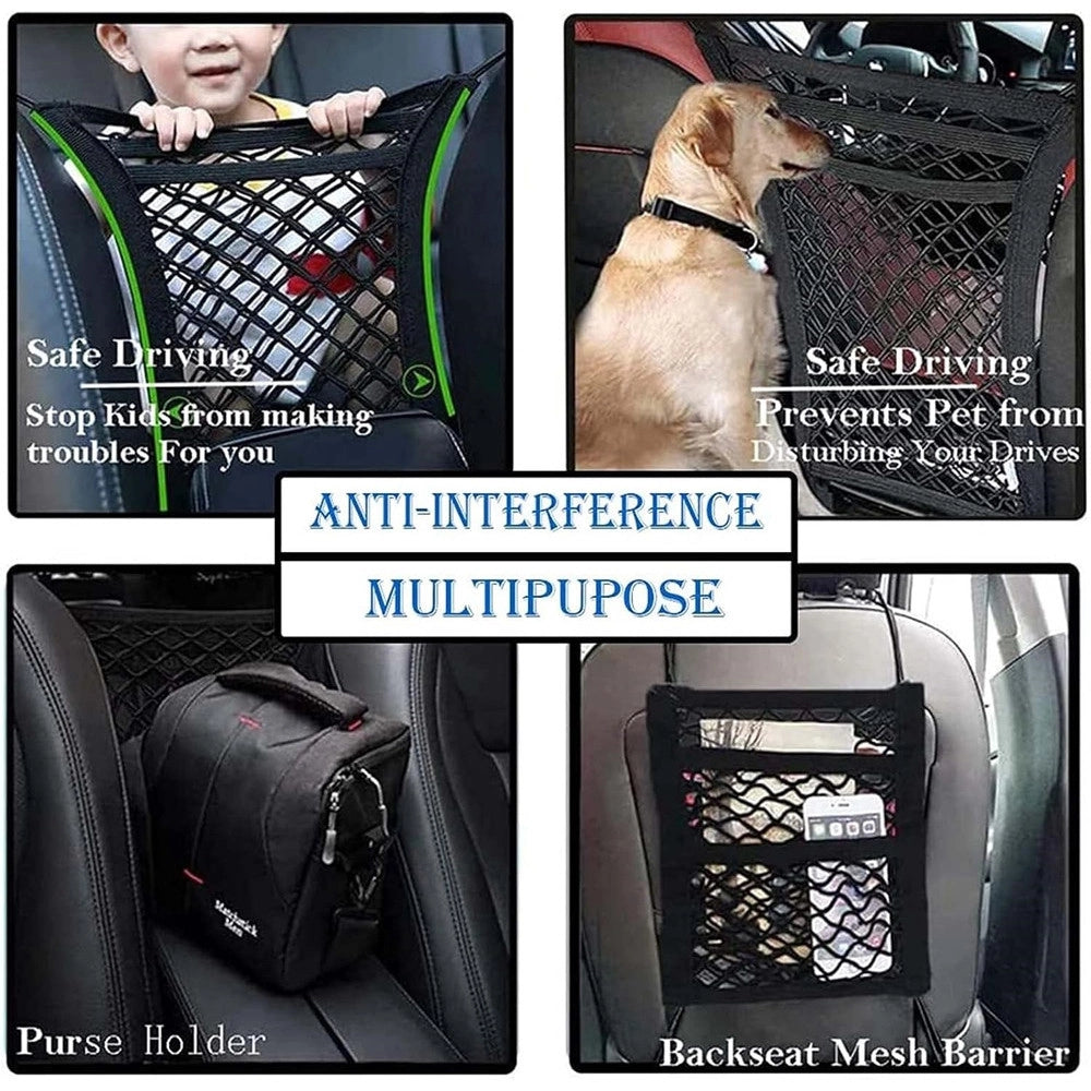 Trade Shop - Organizzatore A Rete Per Auto A 3 Strati Per Cani Tra Sedili Posteriori Organizer -