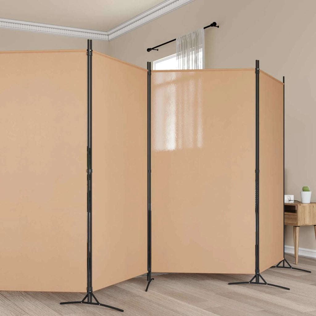 Paravento a 5 Pannelli Beige 433 x 180 cm Tessuto 42039229