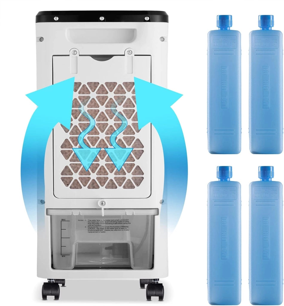 Condizionatore Portatile 4in1 60W 330m³/h 3,5 litri 4 Ghiaccioli Ventilatore Ionizzatore