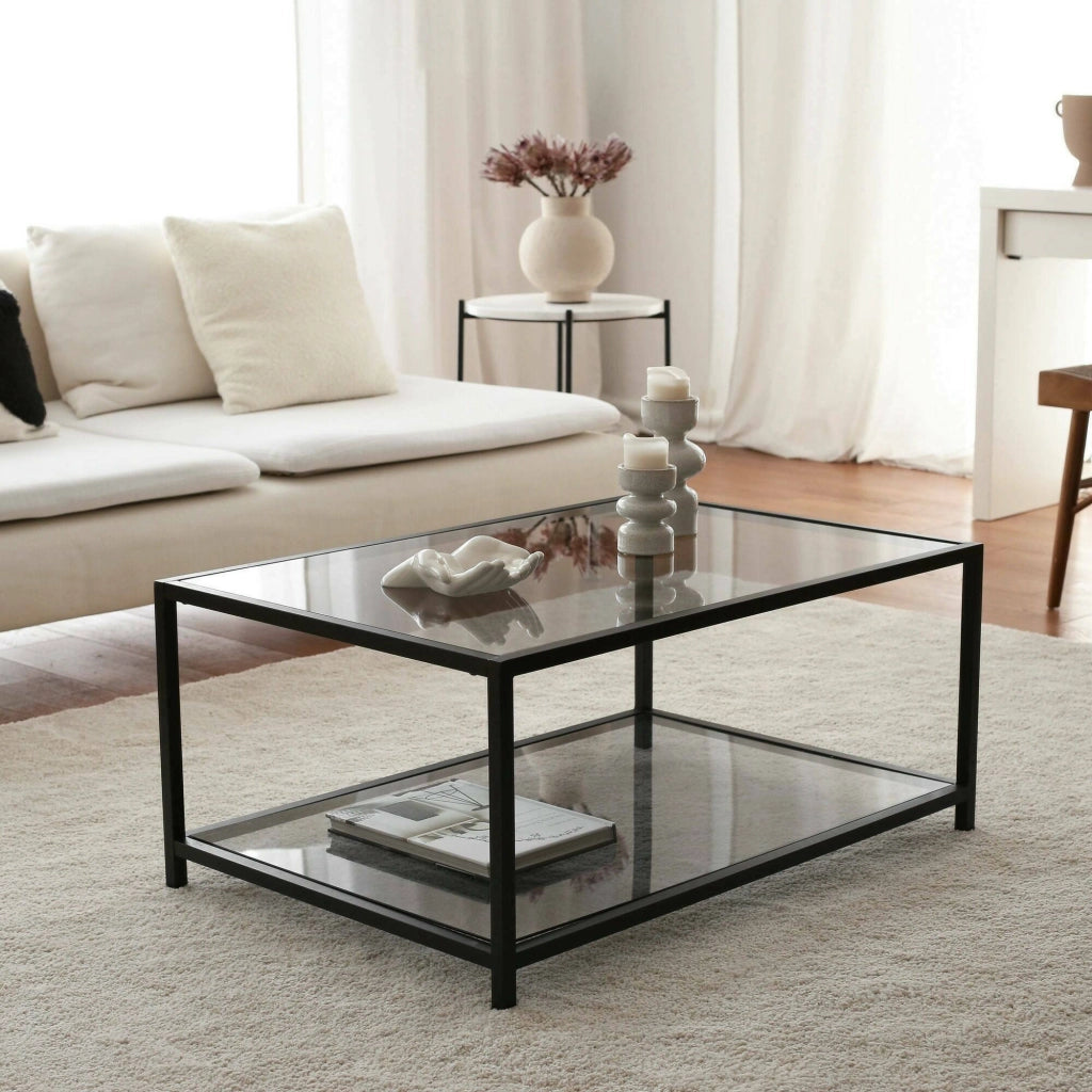 Mina, Tavolino da Salotto Portariviste, 90x60x40h cm Nero