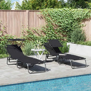 Lettino prendisole pieghevole 2 pcs Nero 190 x 57 x 81 cm 42003135