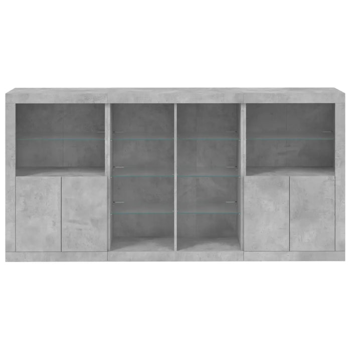 Credenza con Luci LED Grigio Cemento 202x37x100 cm 3209187