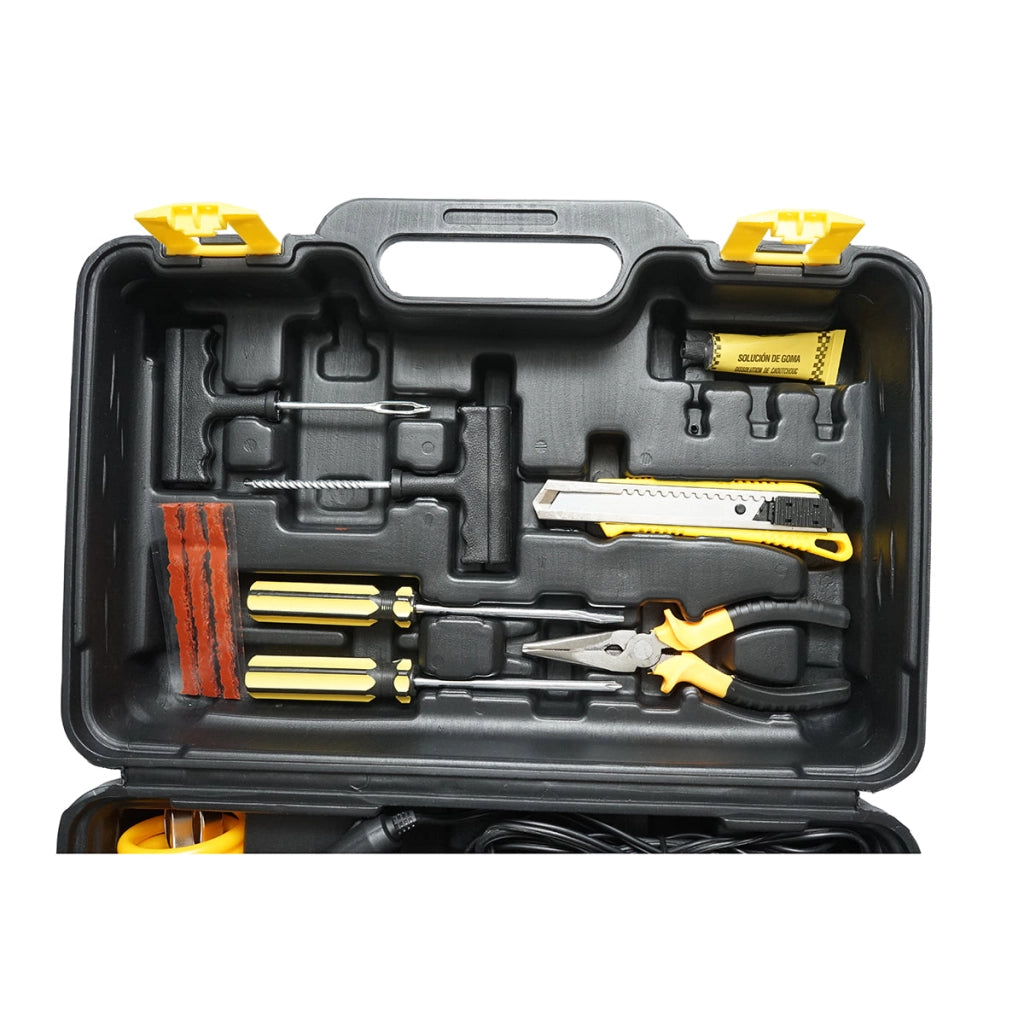 Compressore d’aria per gonfiaggio gomme 12V 180W, 150 PSI, 45 l/min, cavo 3 m, kit per foratura auto Breckner Germany