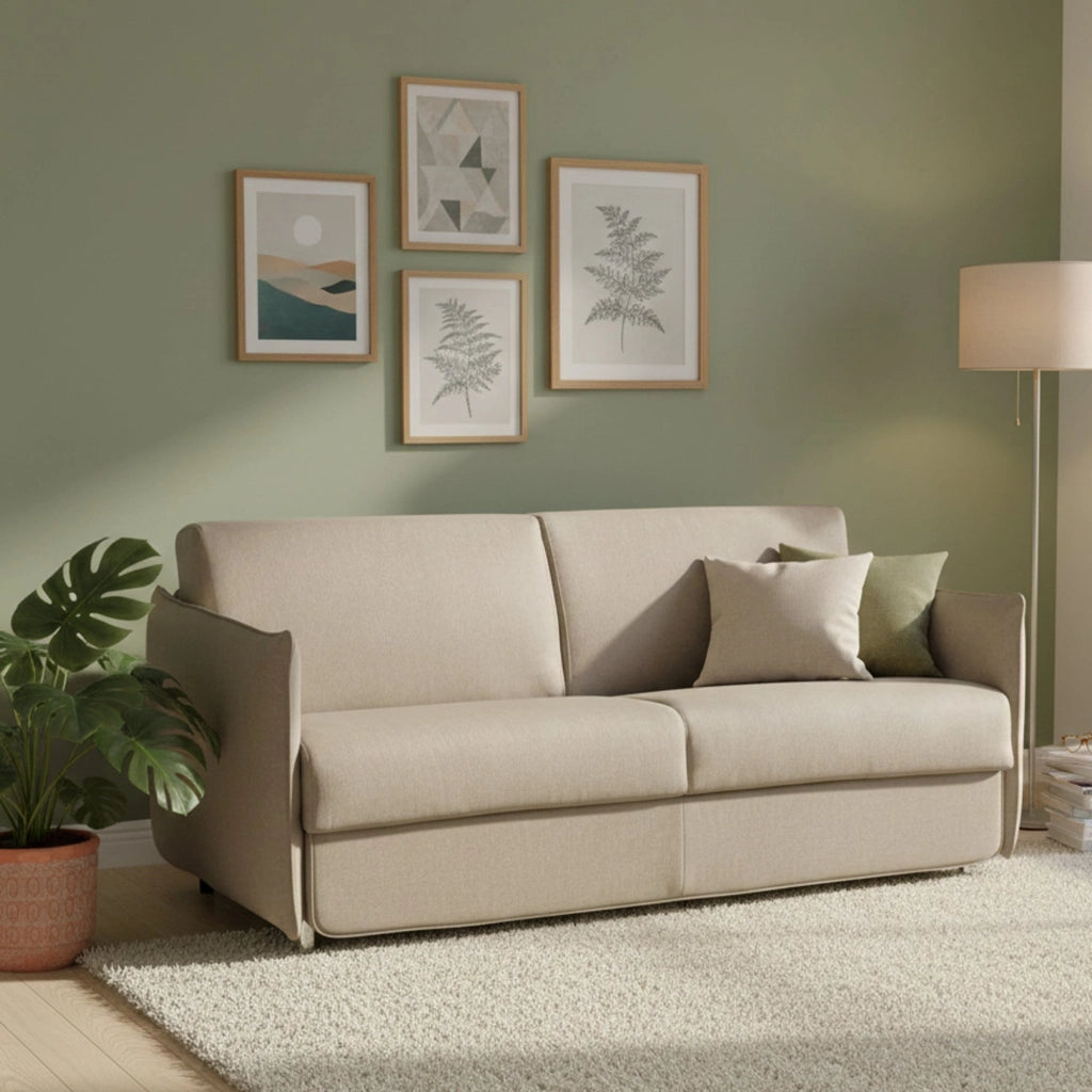 Trovo, Divano Letto 2 Posti Sfoderabile Made in Italy, 180x95 cm Grigio Tortora