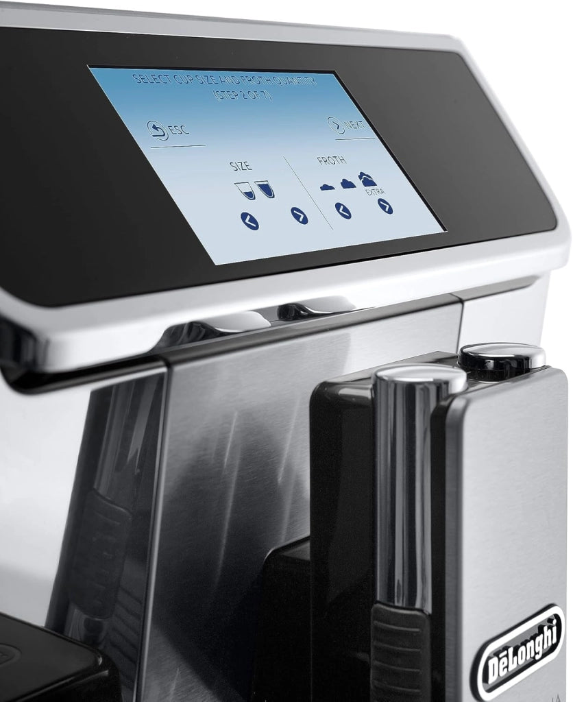 De'Longhi PrimaDonna Elite Experience ECAM656.85.MS, Macchina Caffè Automatica con Montalatte Automatico, Espresso e Cappuccino One-Touch, Connessa con App, 6 Profili, Frontale Acciaio, Argento