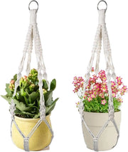 Due pezzi di decorazioni per piante in macramé boho per interni ed esterni - balcone e giardino decorativo