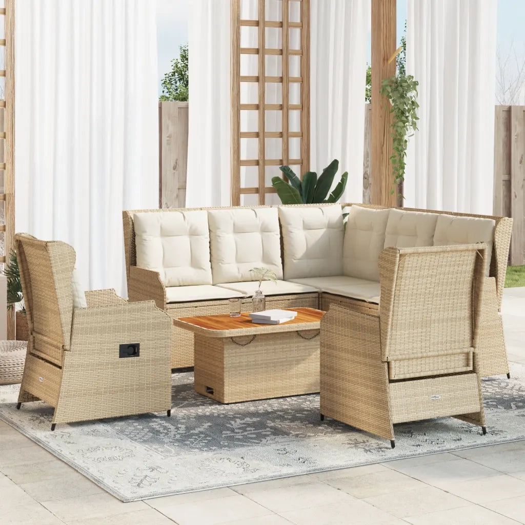 vidaXL Set Divani da Giardino 6 pz con Cuscini in Polyrattan Beige