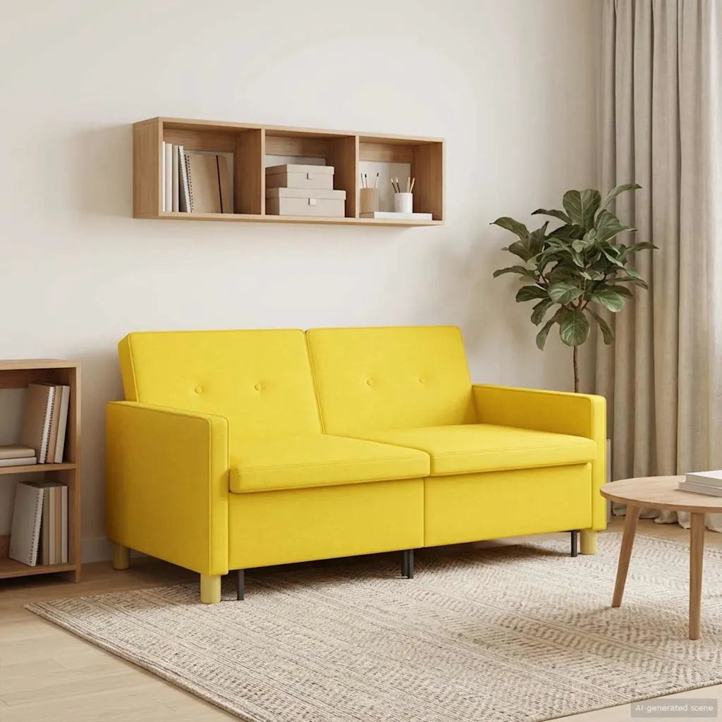 Divano letto | Sof¨¤ letto | Letto singolo Estraibile Giallo Chiaro Tessuto