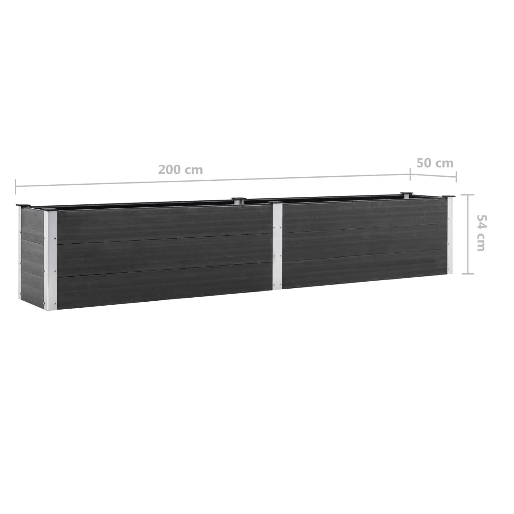 Fioriera rialzata per piante fiori patio giardino 200 x 50 x 54 cm WPC grigio 02_0039400