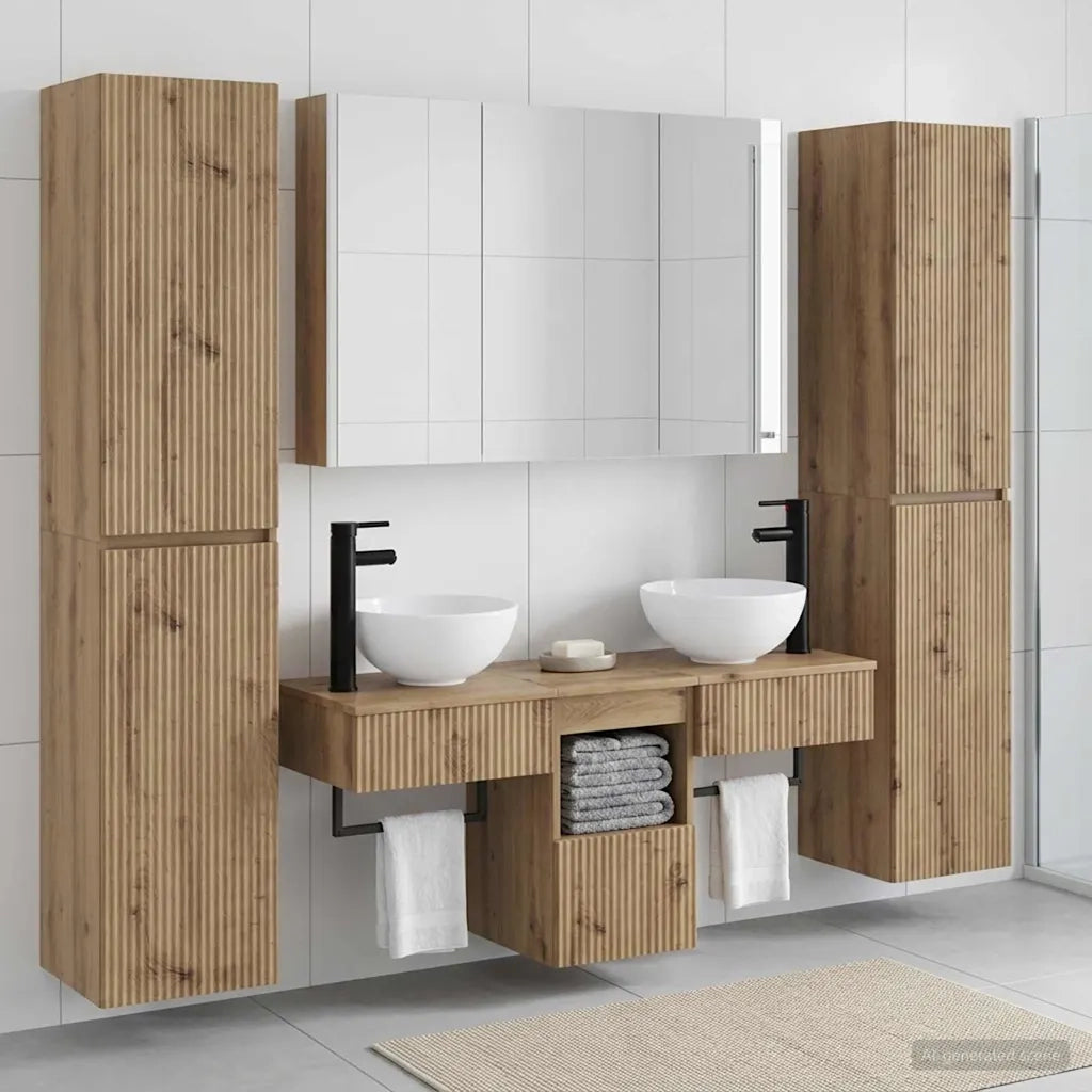 Set di mobili per il bagno 6 pcs Rovere Artigianale 3407190