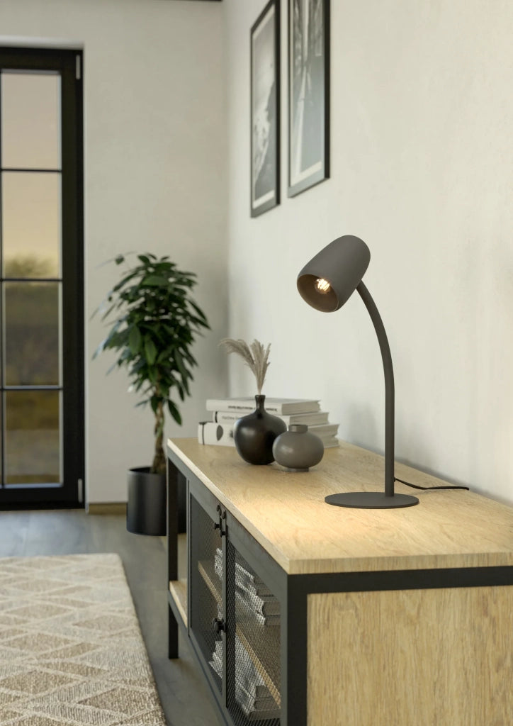 Lampada Scrivania Moderna Carlo Acciaio Nero 1 Luce E14 Ip20