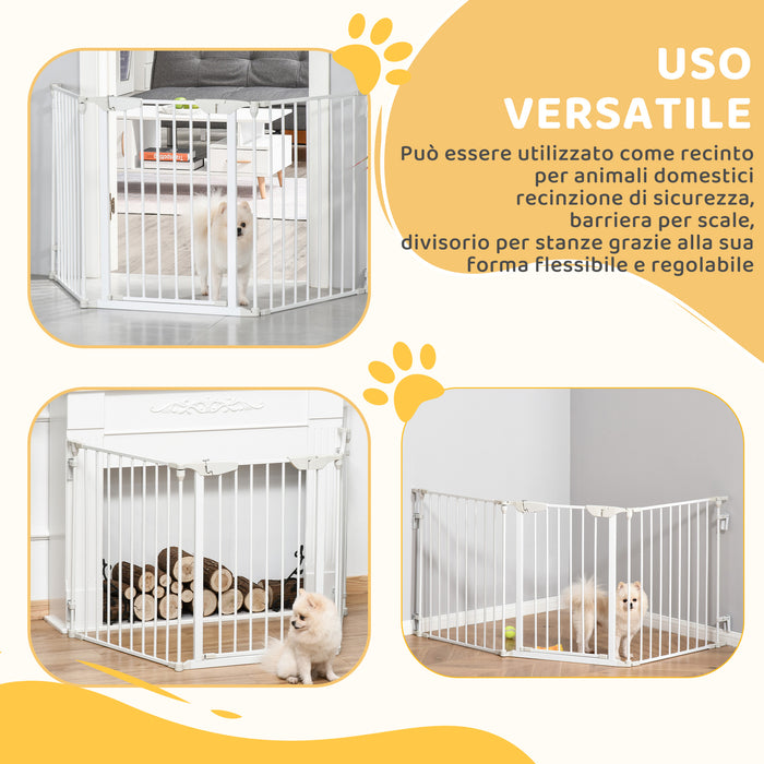 Cancelletto per Cani con Chiusura Automatica 180x3x74,5 cm in Metallo e Plastica Bianco