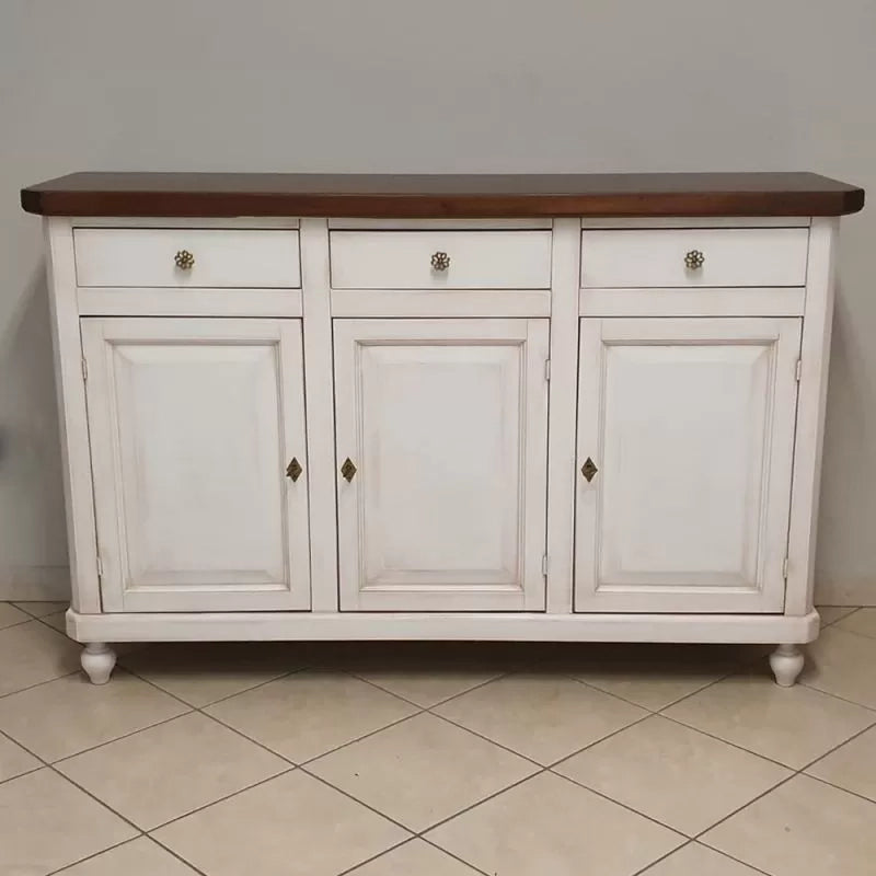 Madia credenza shabby chic bicolore in legno 3 porte 150x43x98 - Mobili 2G