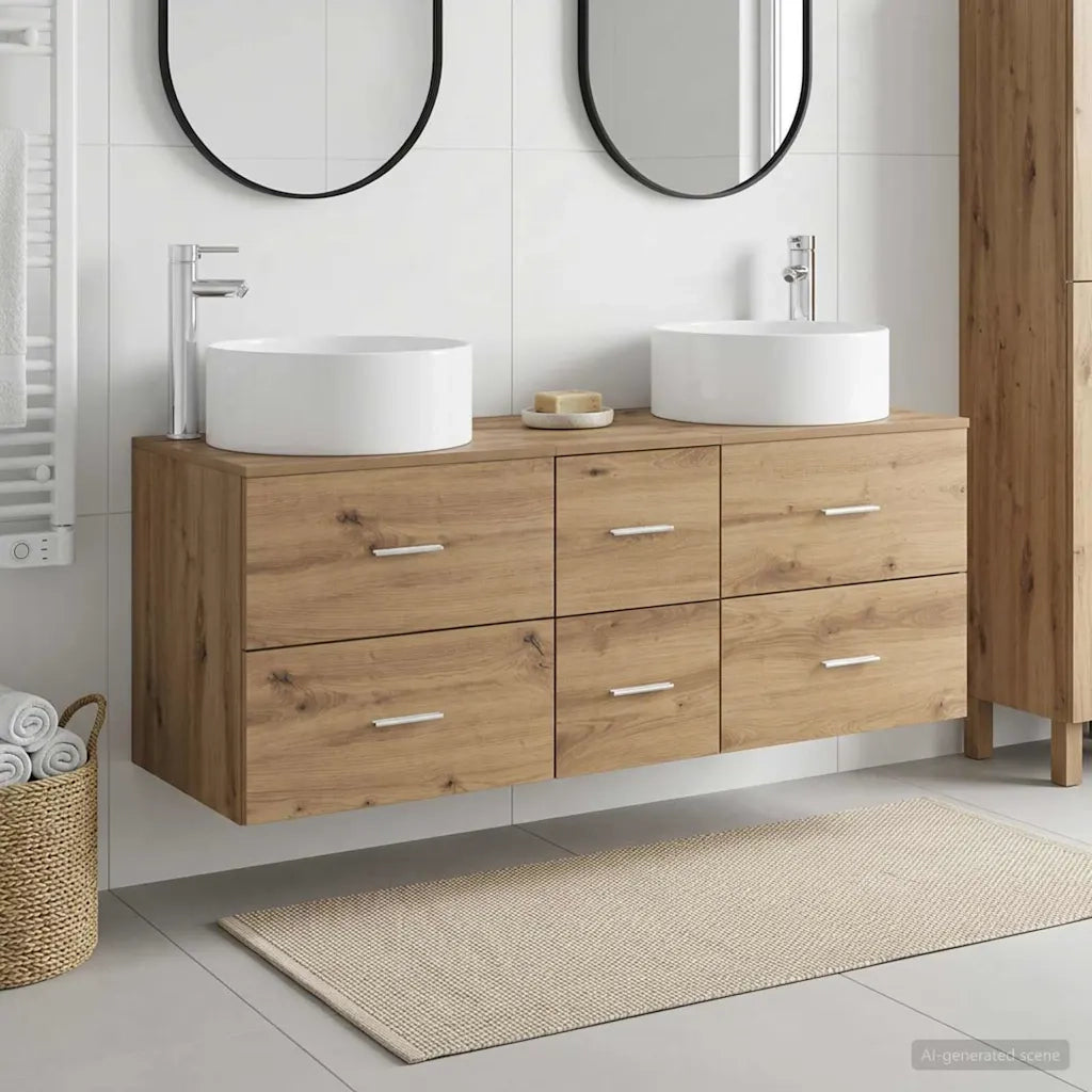 Set di mobili per il bagno 3 pz Rovere Artigianale 3405962