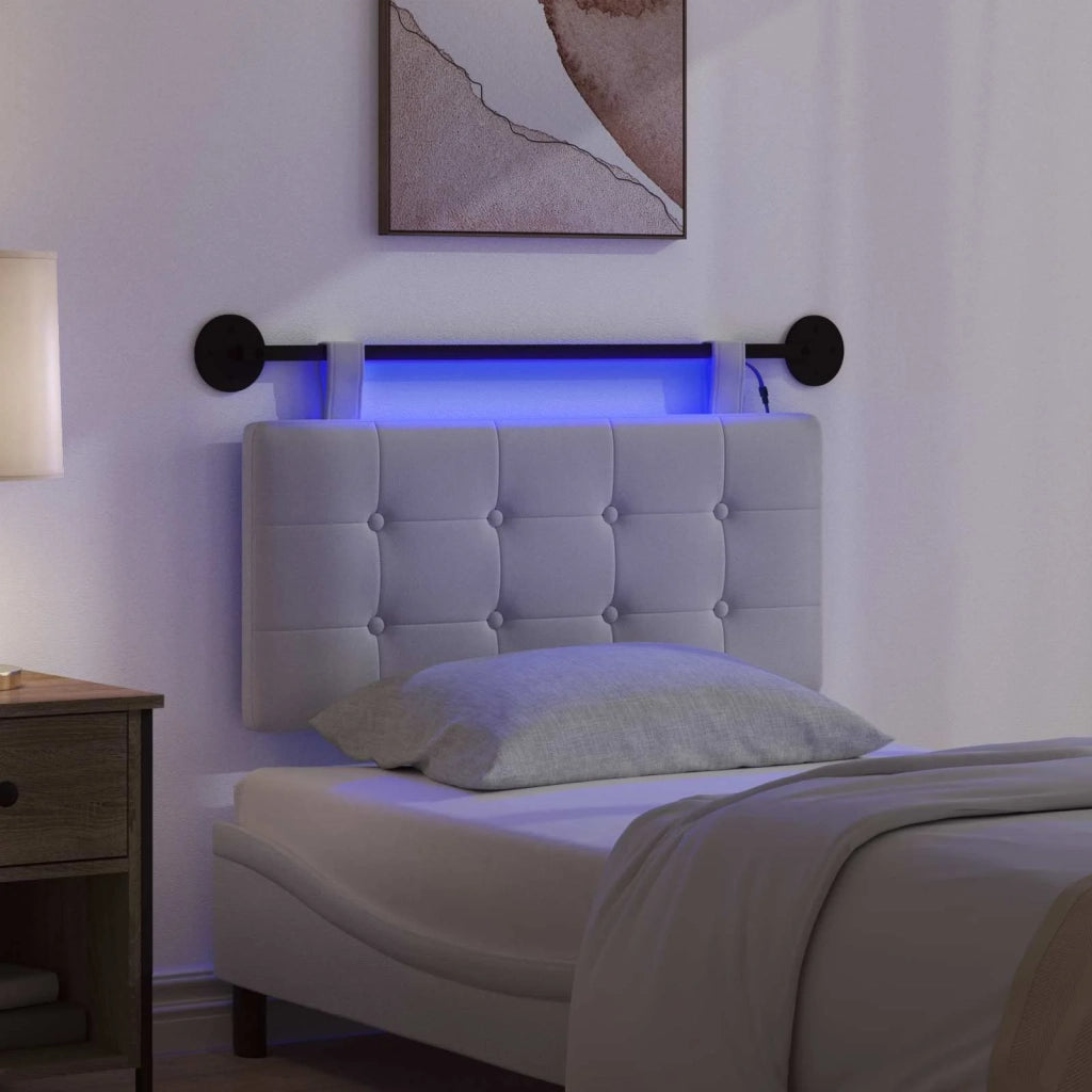 Testiera sospesa Con luce LED Bianco Tessuto