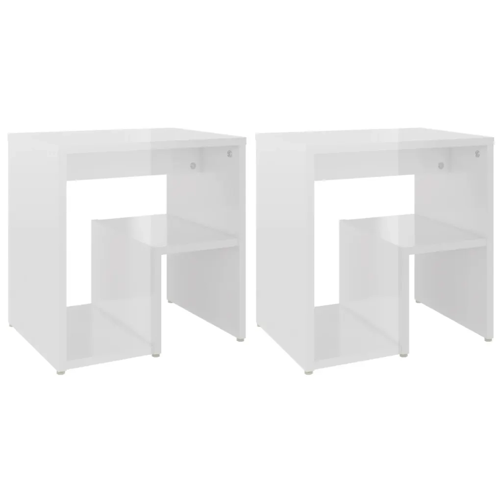 Comodini 2 pz Bianco Lucido 40x30x40 cm in Legno Multistrato 806341