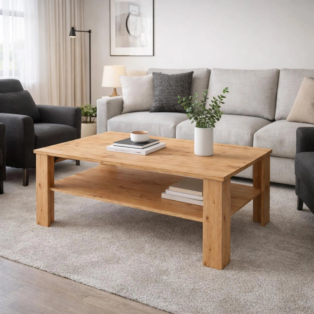 Tavolino Da Caffè Tavolo Basso Con Ripiano Inferiore E Vano A Giorno Design Minimal Stile Nordico Per Salotto Soggiorno Zona Living Struttura Resistente Rovere Naturale