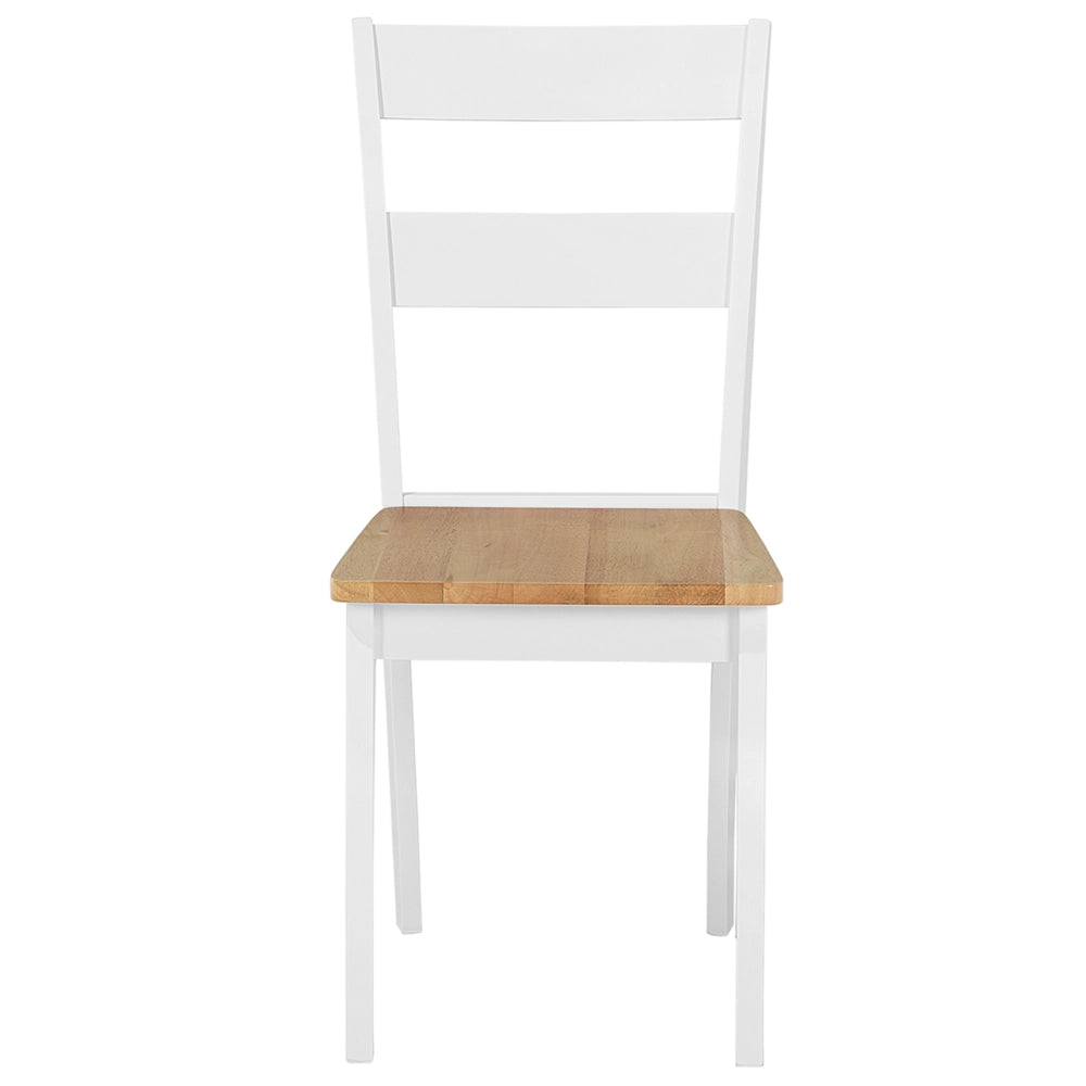 Set di 2 sedie da pranzo in stile cottage con schienale a doghe in legno di gomma bianco e chiaro