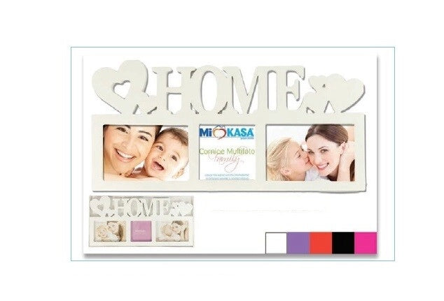 Cornice Portafoto da Parete multi 3 foto home 44 x 20 cm
