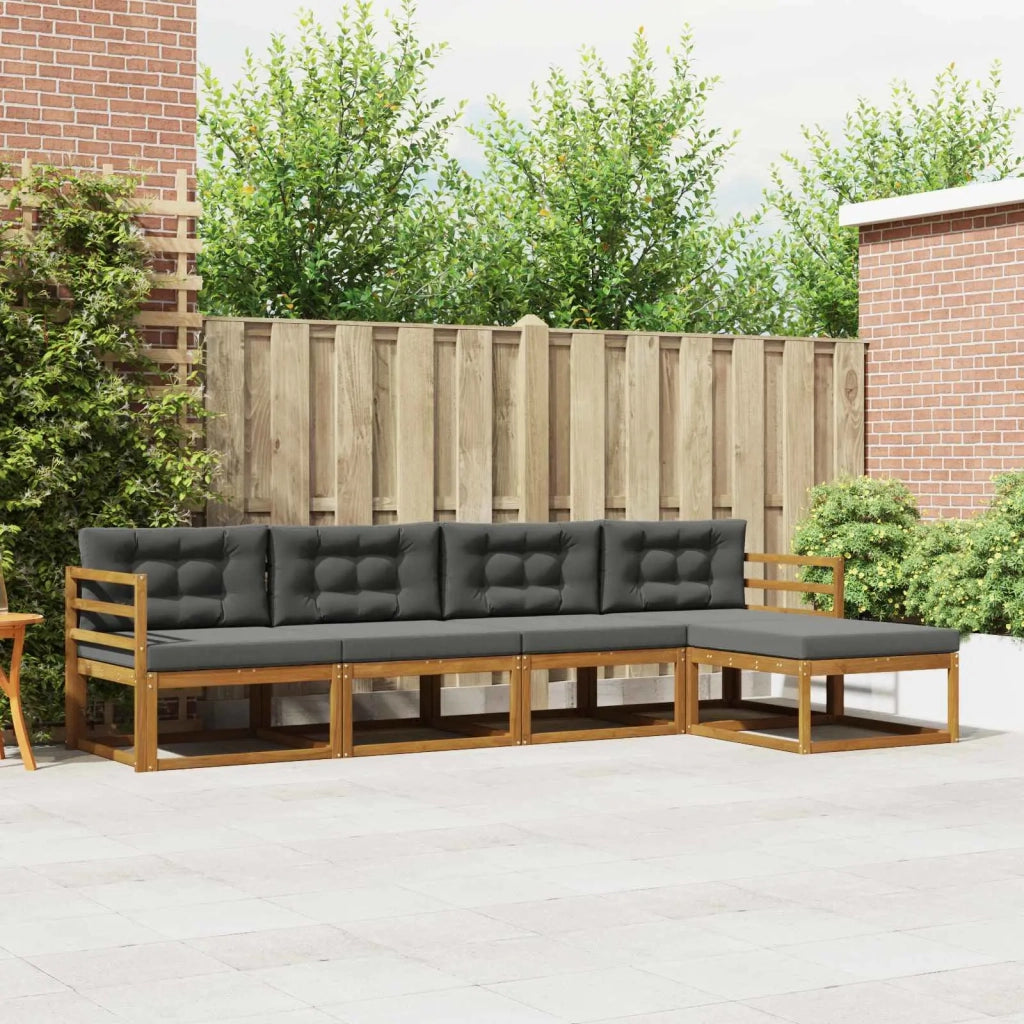 Set di divani da esterno con cuscino 5 pcs Naturale e Antracite