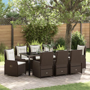 Set da Pranzo da Giardino in 9 Pezzi Marrone in Polyrattan