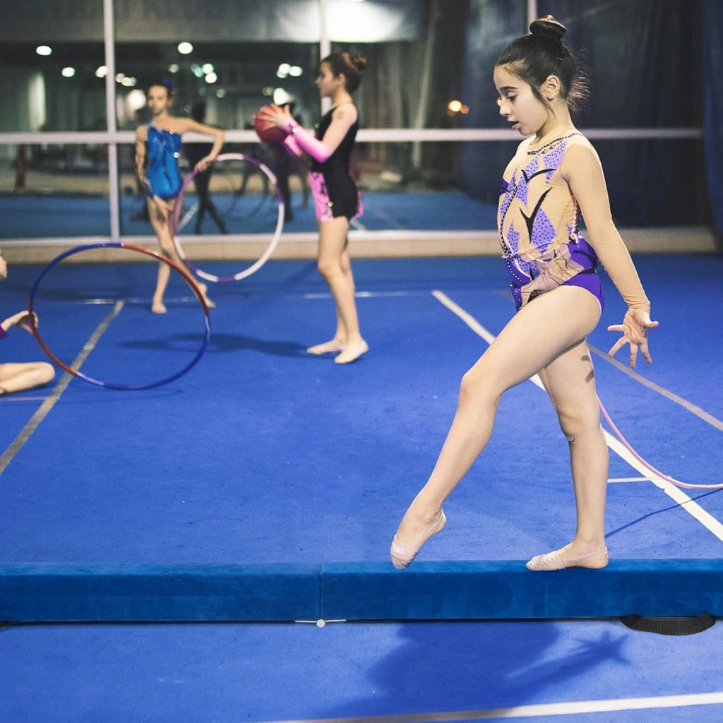 KOMFOTTEU Barra di equilibrio pieghevole da 210 cm, trave di equilibrio portatile con maniglie per il trasporto, barra da ginnastica artistica per bambini, carico di 70 kg