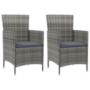 Sedie da Giardino 2 pz con Cuscini in Polyrattan Grigio  cod mxl 23202