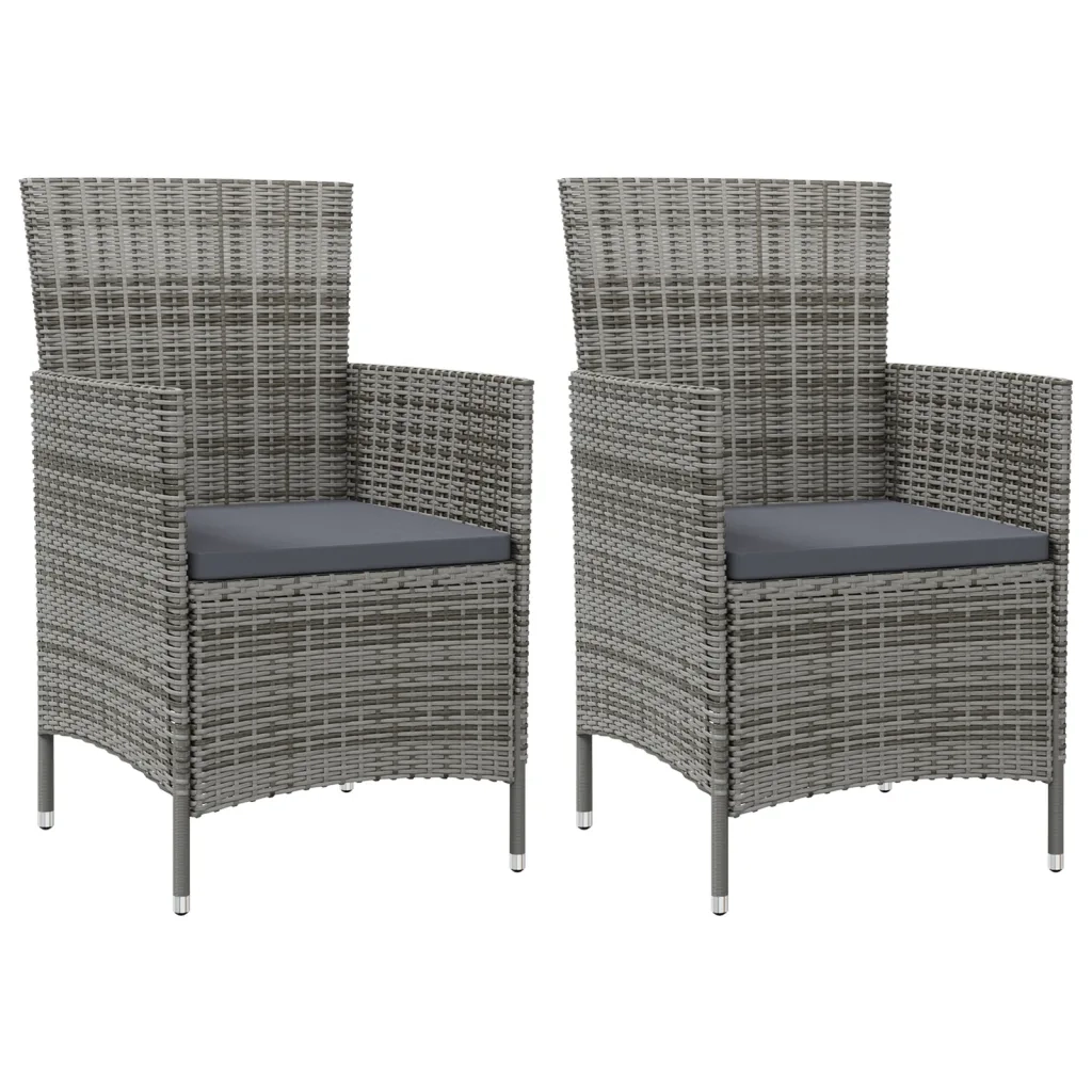 Sedie da Giardino 2 pz con Cuscini in Polyrattan Grigio  cod mxl 23202