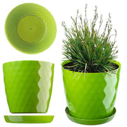 Vaso da fiori in plastica KADAX con supporto e coperchio, 12 cm, verde.