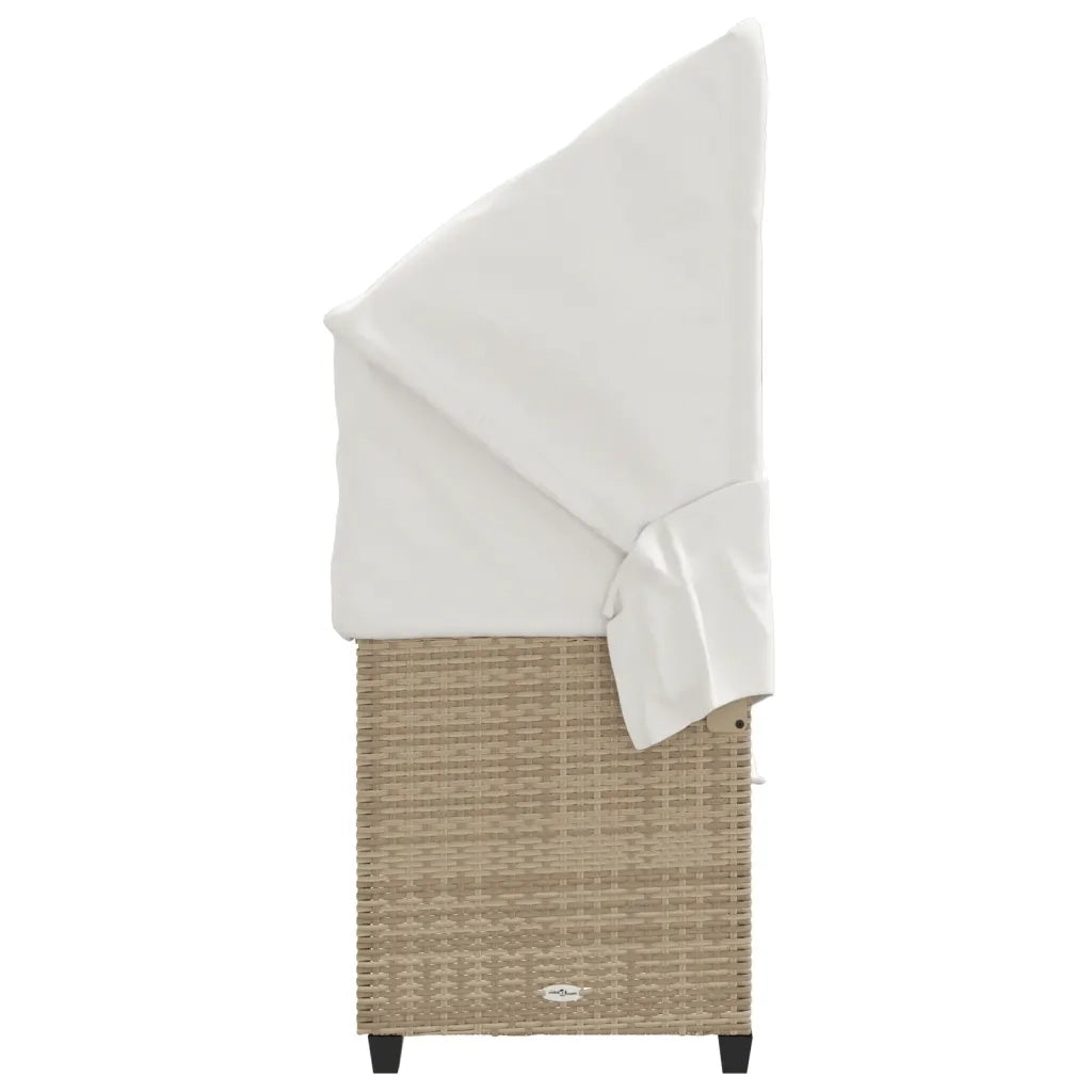 Lettino Prendisole con Baldacchino e Cuscini Beige Polyrattan 368357