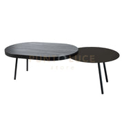 tavolino packtop grande Nero ,base nera ,finitura Wengè in Ferro e MDF impiallacciato wengè 120x50x35Hcm
