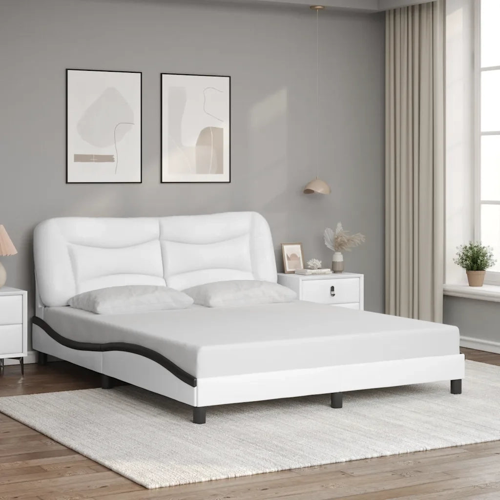 Giroletto senza Materasso Hvar Nero e Bianco 160x200 cm in Similpelle