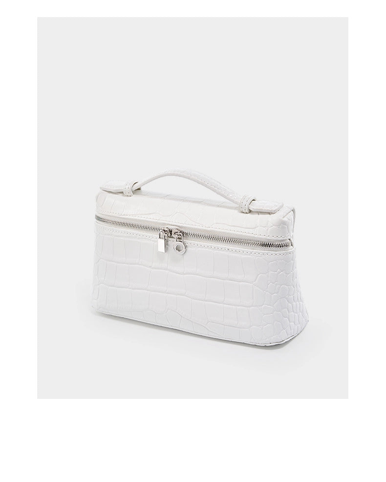 Borsa a tracolla piccola da donna per cellulare, in vera pelle, mini borsa a spalla, bianca