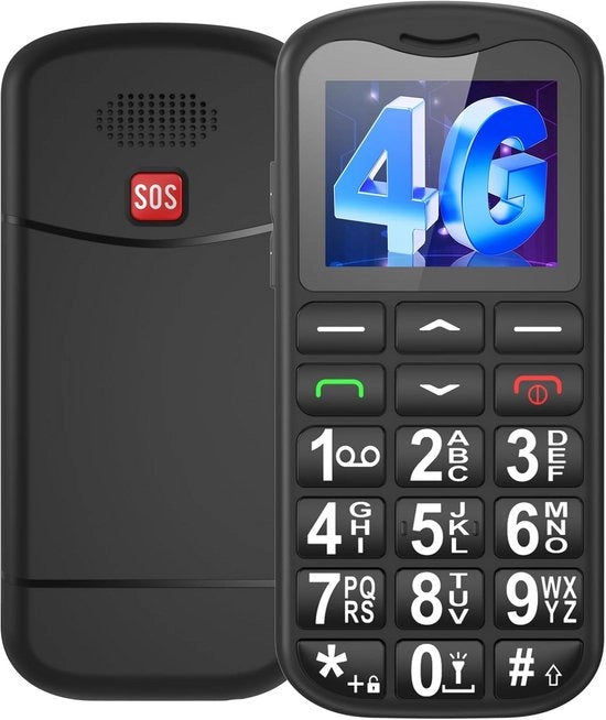 Telefonia cellulare 4G per anziani con tasti grandi, pulsante di emergenza SOS