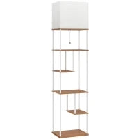 Lampada da Terra con Ripiani Temperature di Colore Regolabili 3000K-6500K Telecomando Lampadina E27 Legno naturale