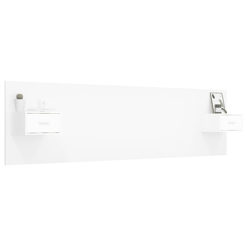 Testiera per Letto con Comodini-Testiera con Contenitore in Legno Multistrato Bianco 149377